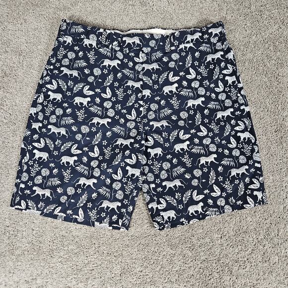 Ralph Lauren RLX Shorts Mens 38 Blue Jaguar Palm AOP Golf 9" Stretch - Picture 1 of 12